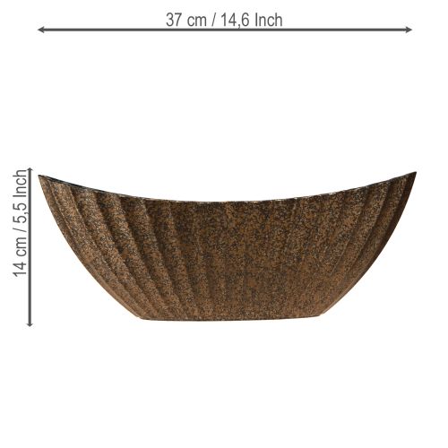 Floristik24 Pflanzschale mit Rillen oval Schiffchen Anthrazit Gold 36cm