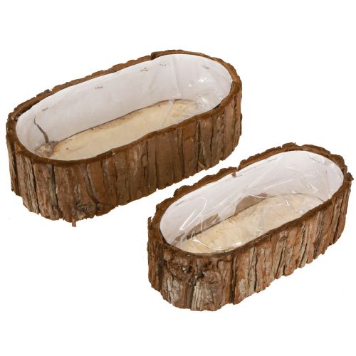Floristik24 Pflanzschale oval Rinde Natur 30,5×15cm / 24×11cm 2er-Set