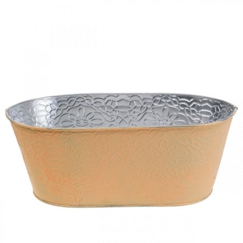 Floristik24 Pflanzschale Metall Blumenschale Oval Orange 25x14,5x10cm