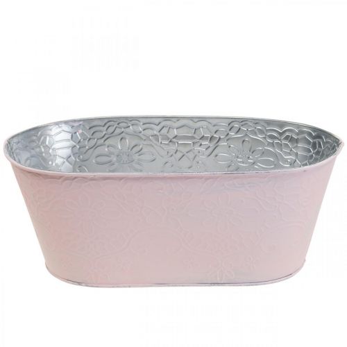 Floristik24 Pflanzschale Metall Blumenschale Oval Rosa 25x14,5x10cm