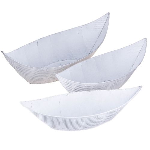 Artikel Pflanzschale Schiffchen Metall Weiß Silber 54,5/48/42cm Set 3St