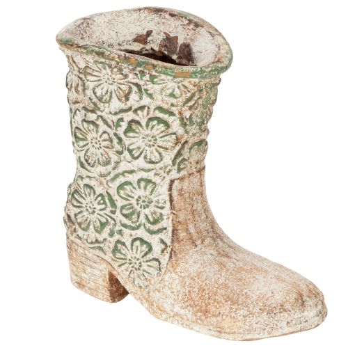 Blumentopf in Stiefel-Form aus Polyresin mit Blumenmuster, 24 cm, Braun-Grün online kaufen | Floristik24.ch