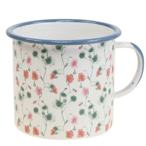 Pflanztasse Emaille Deko Tasse Blumenmotive Ø11cm