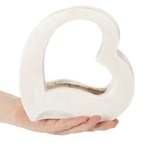 Herzförmige Deko-Schale aus Keramik, 19 cm, Weiss, zum Bepflanzen und Dekorieren | Floristik24.ch