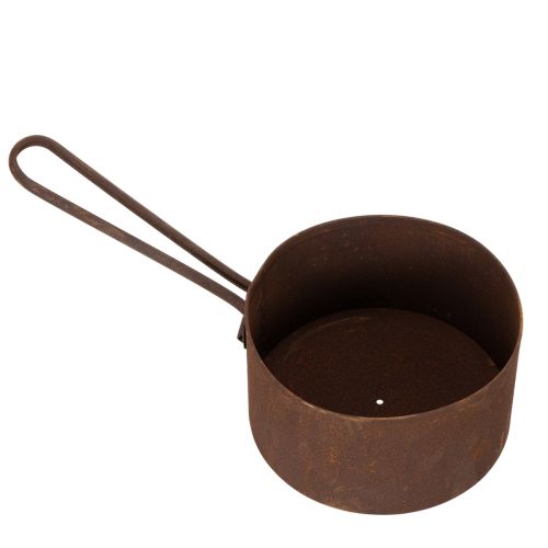 Pflanztopf Metall Ø20cm H11cm Rostoptik mit Griff für Innen- und Aussendekoration | Floristik24.ch