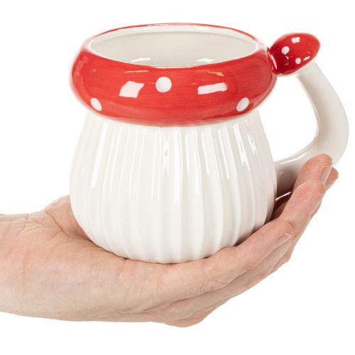 Tasse aus Keramik im Fliegenpilz-Design, 10 cm, rot-weiss | Floristik24.ch