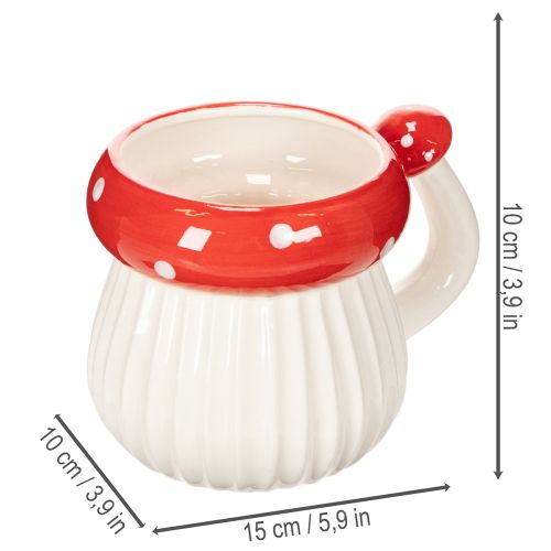 Tasse aus Keramik im Fliegenpilz-Design, 10 cm, rot-weiss | Floristik24.ch