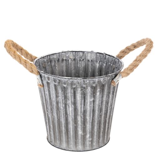 Pflanztopf aus Metall mit Henkeln Ø16,5cm, Strukturdesign, für Innen und Aussen online kaufen | Floristik24.ch