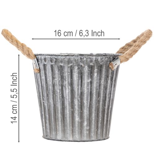 Artikel Pflanztopf aus Metall mit Henkeln Ø16,5cm, Strukturdesign, für Innen und Aussen
