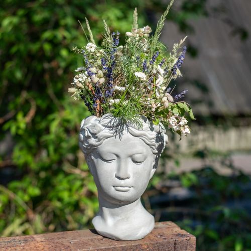 Floristik24 Pflanztopf Büste Weiß gewaschen Pflanzkopf Beton Ø10cm H21cm