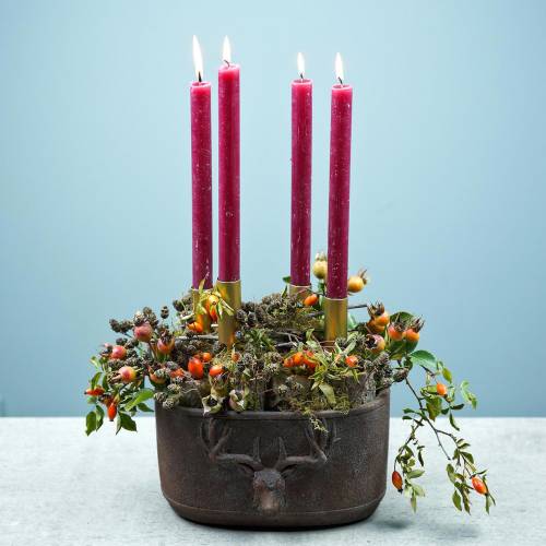 Floristik24 Pflanztopf Rostpatina mit Hirschkopf 24cm x 14cm H13cm