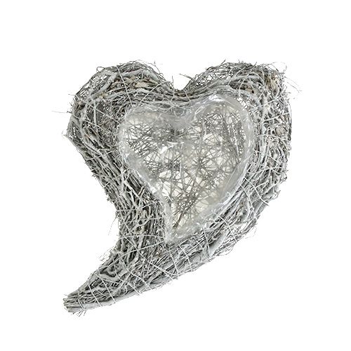 Artikel Pflanzherz Weiß Rebe 30x23cm Trauerdeko 2er-Set Grabauflage Dekoration