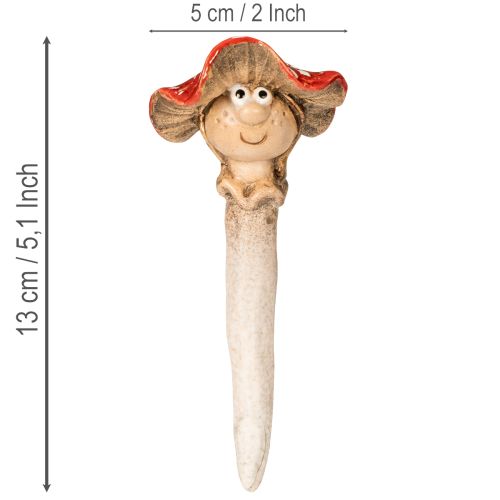 Pilz-Stecker Dekofigur Mädchen und Junge Fliegenpilz 13 cm Keramik Rot 2er-Set | Floristik24.ch