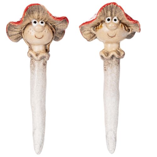 Pilz-Stecker Dekofigur Mädchen und Junge Fliegenpilz 13 cm Keramik Rot 2er-Set | Floristik24.ch