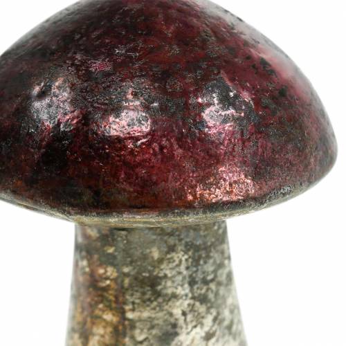 Floristik24 Deko-Pilz Metallic Finish Glas Himbeerfarben, Silbern H10cm