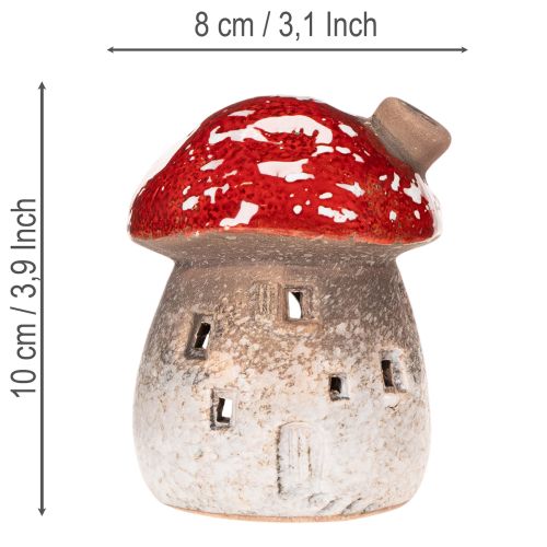 Pilzhaus 2er-Set Keramik 10cm rot-weiss mit Schornstein | Floristik24.ch