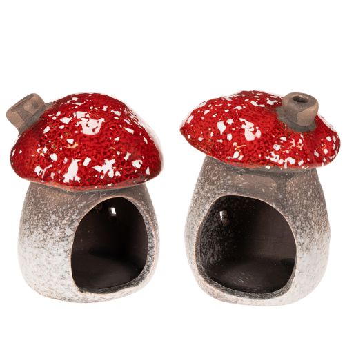 Pilzhaus 2er-Set Keramik 10cm rot-weiss mit Schornstein | Floristik24.ch