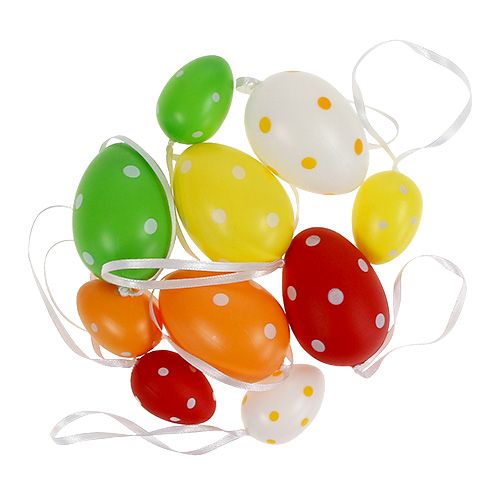 Floristik24 Plastik Eier sort. 4cm - 6cm gepunktet 22 St