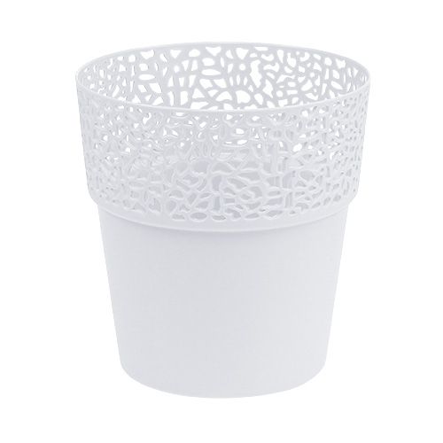 Floristik24 Plastik Übertopf Weiß Ø14,5cm H15,5cm 1 St