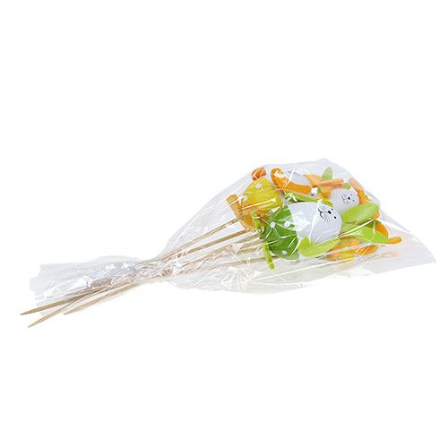 Floristik24 Plastik-Ei Hase 7-9cm Weiß-Grün am Stab 6St