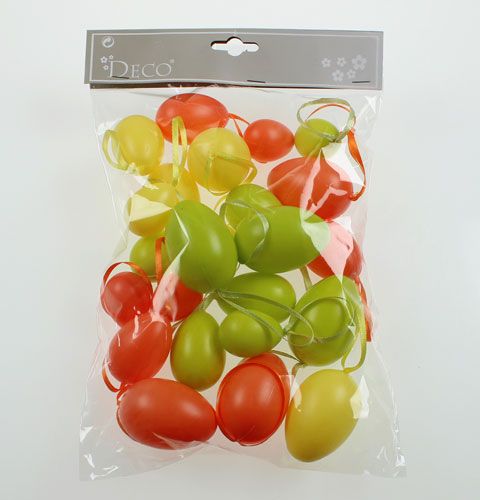 Floristik24 Plastik Deko-Ostereier zum Hängen sortiert 24St