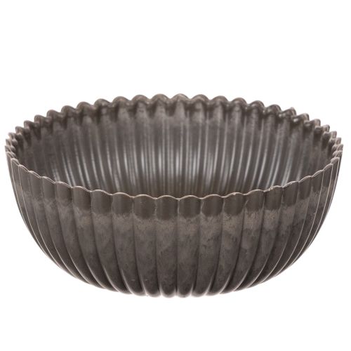 Runde Schale Kunststoff geriffelt anthrazit 15 cm 2er-Set
