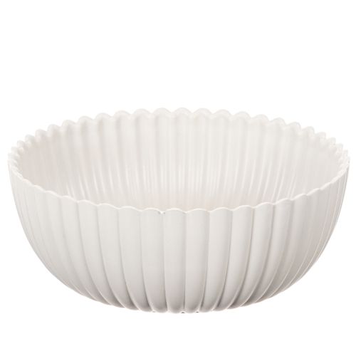 Runde Schale aus Kunststoff, geriffelt, Weiss, 15 cm, 2 Stück