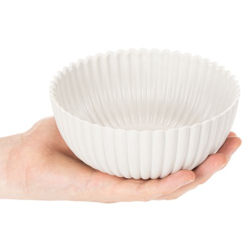 Runde Schale aus Kunststoff, geriffelt, Weiss, 15 cm, 2 Stück | Floristik24.ch