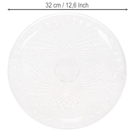 Dekoteller rund transparent mit Fuss 32 cm | Floristik24.ch