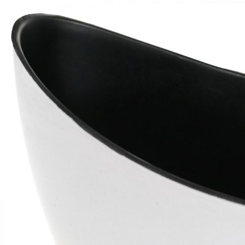 Artikel Deko-Schale oval Weiß, Schwarz Pflanzschiffchen Kunststoff 24cm