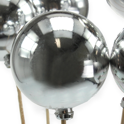 Floristik24 Weihnachtsstecker Christbaumkugel am Stab Silbern, Perlmuttschimmer Ø6cm 20 St