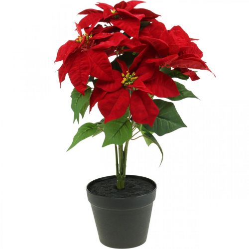 Artikel Künstlicher Weihnachtsstern Rot Kunstblumen im Topf H53cm