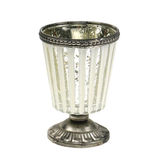 Teelichtglas Pokal Bauernsilber H11cm