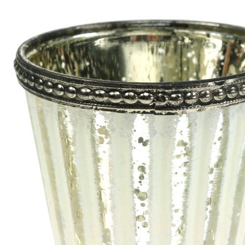 Floristik24 Teelichtglas Pokal Bauernsilber H11cm