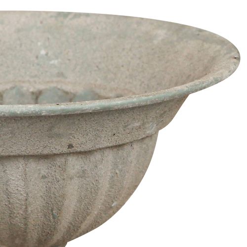 Floristik24 Pokalschale mit Fuß Metall Vintage Grau Ø16cm H14,5cm