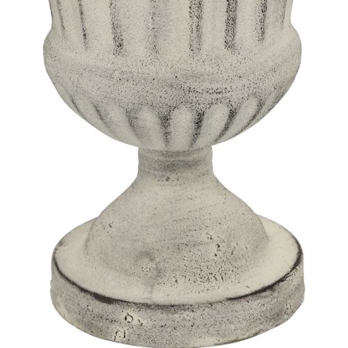 Floristik24 Pokalvase Metall Deko Shabby Chic Weiß Grau H24cm Ø20cm