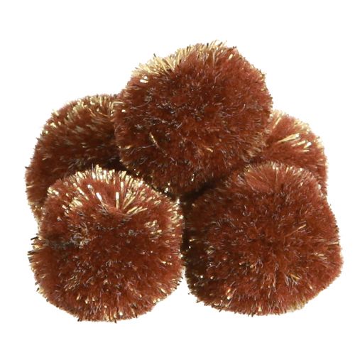Floristik24 Pompoms mit Glitter Braun 2,5cm Pompons 2 Beutel – 24St