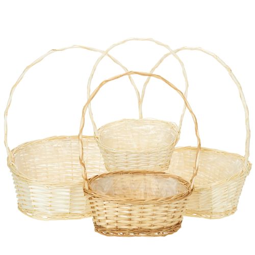 Ovaler Geschenkkorb aus naturbelassener Weide mit Henkel und Folienauskleidung 40x20x40 cm online kaufen | Floristik24.ch