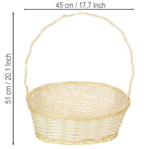 Weidenkorb mit Henkel 44x36cm Natur mit Kunststoffeinlage für Dekoration und Geschenke | Floristik24.ch