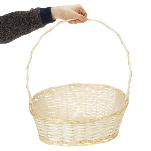 Weidenkorb mit Henkel 44x36cm Natur mit Kunststoffeinlage für Dekoration und Geschenke | Floristik24.ch
