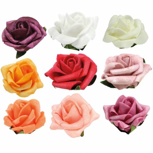 Artikel Foam-Rose Ø3,5cm verschiedene Farben 48 St