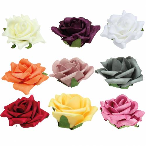 Foam-Rose Ø7,5cm verschiedene Farben 18 St