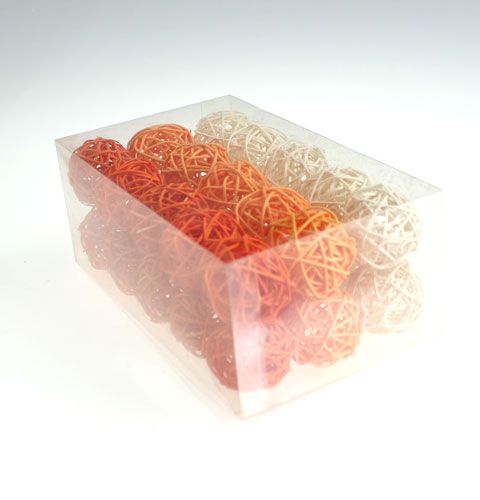 Floristik24 Rattanbälle 4,5cm Orange Apricot 30 St