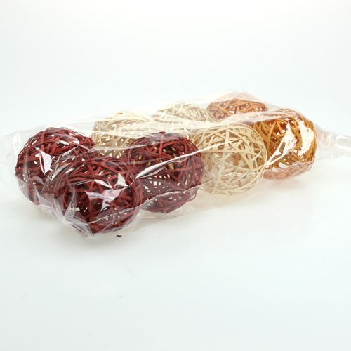 Floristik24 Deko Rattankugeln 3-farbig Ø8cm 8St