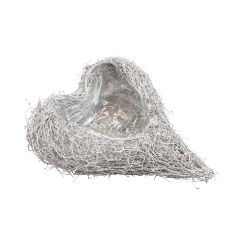 Floristik24 Rebenherz Pflanzherz Pflanzschale Weiß Natur 16×21×8cm