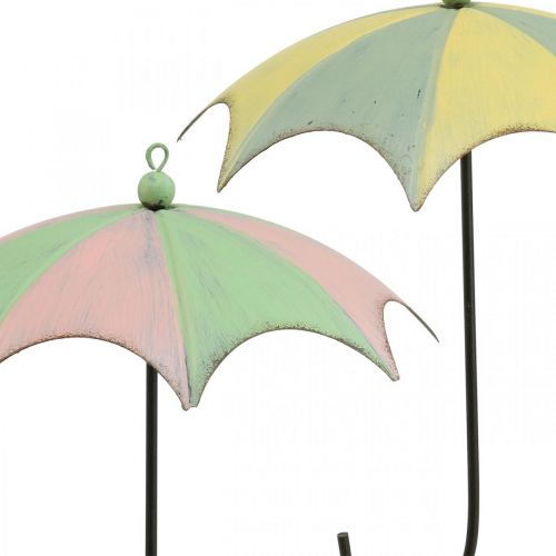 Artikel Metallschirme, Frühling, Regenschirme zum Hängen, Herbstdeko Rosa/Grün, Blau/Gelb H29,5cm Ø24,5cm 2er-Set