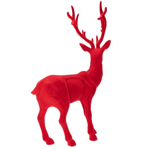 Dekofigur Hirsch stehend 85 cm rot beflockt Kunststoff für Innen | Floristik24.ch