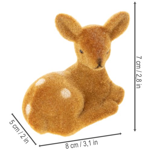 Dekofigur Rehkitz liegend 8cm Kunststoff Braun 6er-Set für Tischdekoration | Floristik24.ch