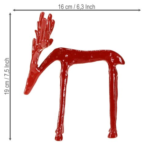 Floristik24 Rentier Deko Metall Figur Weihnachtsdeko Rot 16×13×19cm