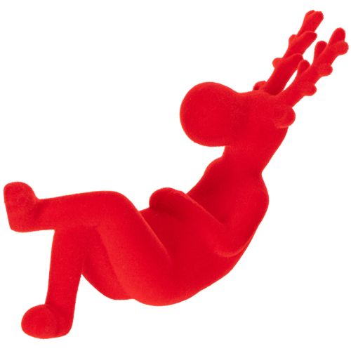 Dekofigur Rentier liegend aus Kunststoff 24 cm Rot 2er-Set | Floristik24.ch
